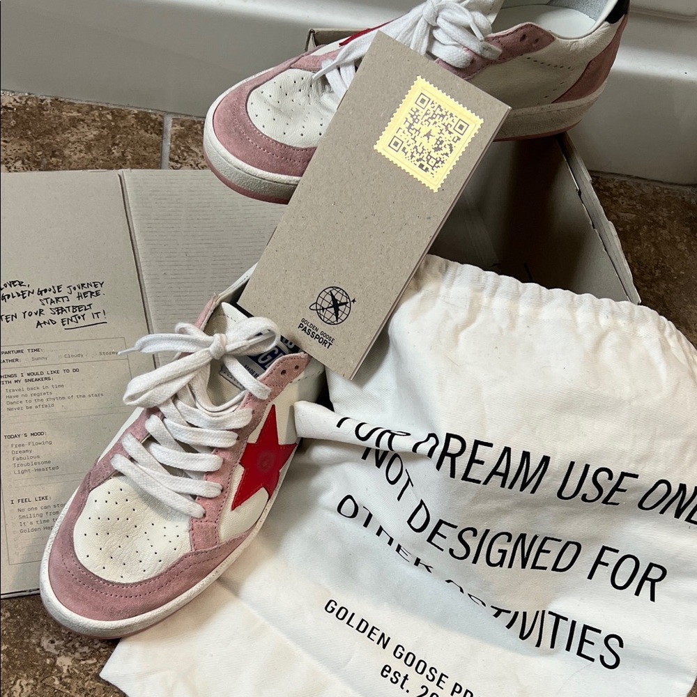 Golden Goose Pink and White Star Accent Sneakers - Picture 8 of 8